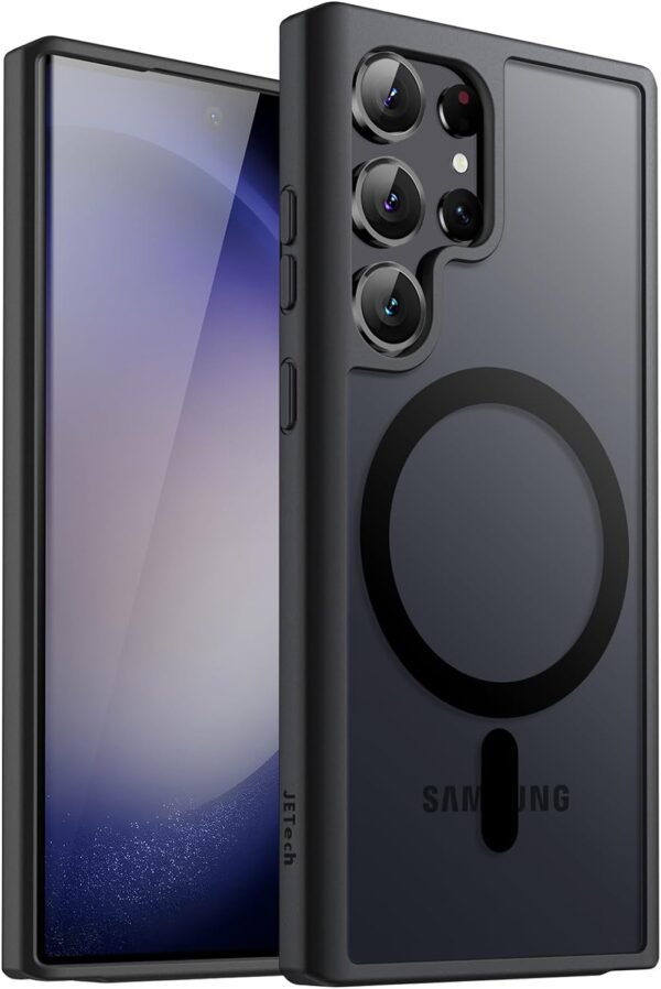 Magnetic Case for Samsung Galaxy S23 Ultra 5G 6.8-Inch, Compatible with MagSafe, Translucent Matte Back Shockproof Phone Cover (Black)